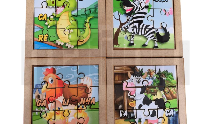Kit com 10 Quebra Cabeça Infantil de Animais (4+ anos)